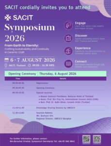 SACIT เตรียมจัด SACIT Symposium 2026 เวทีประชุมวิชาการด้านศิลปหัตถกรรมระดับชาติ เชื่อมโยงองค์ความรู้นานาชาติ ขับเคลื่อนงานเซรามิกสู่ความยั่งยืน